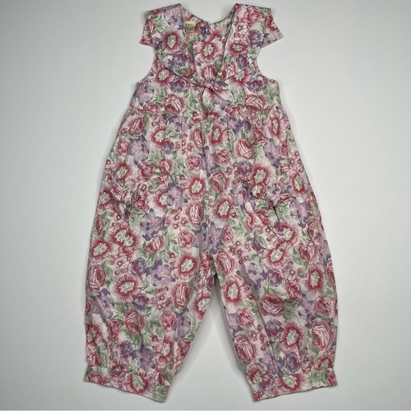 Laura Ashley Mother Child Vintage Romper Jumper Floral Cottagecore Cotton Boho - Picture 1 of 12